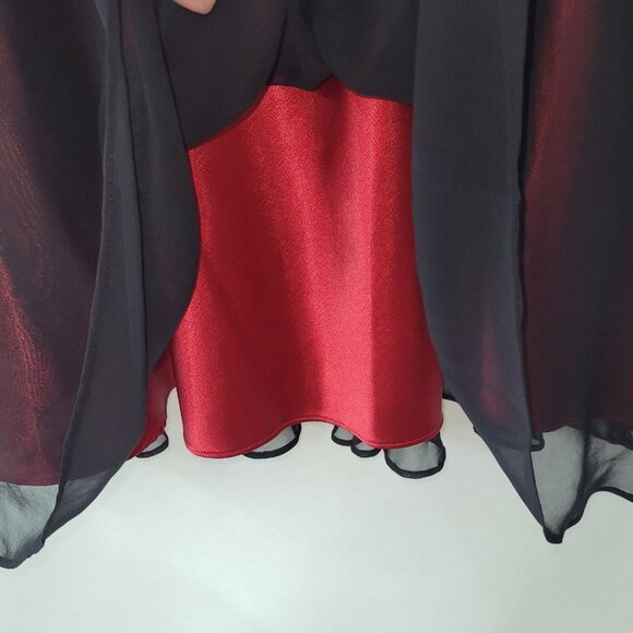 Adrianna‎ Papell Dress Women10P Black Red Sheer Overlay Gothic Romantic Party - Picture 4 of 13